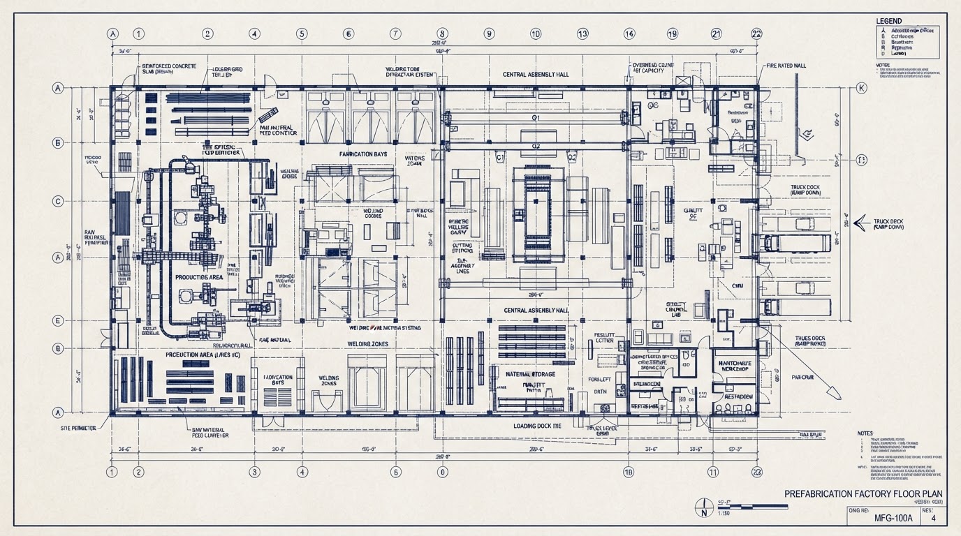 Proposed industrial facility production layout from the PREFA business proposal