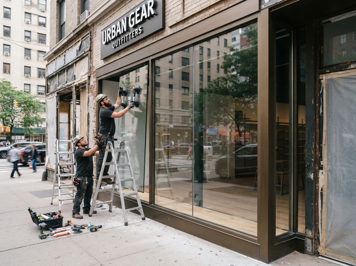Commercial storefront window and entry door glass replacement