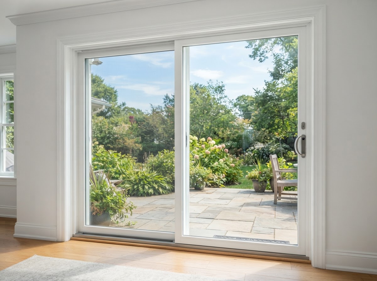Smooth dual-pane sliding glass door replacement with secure latch