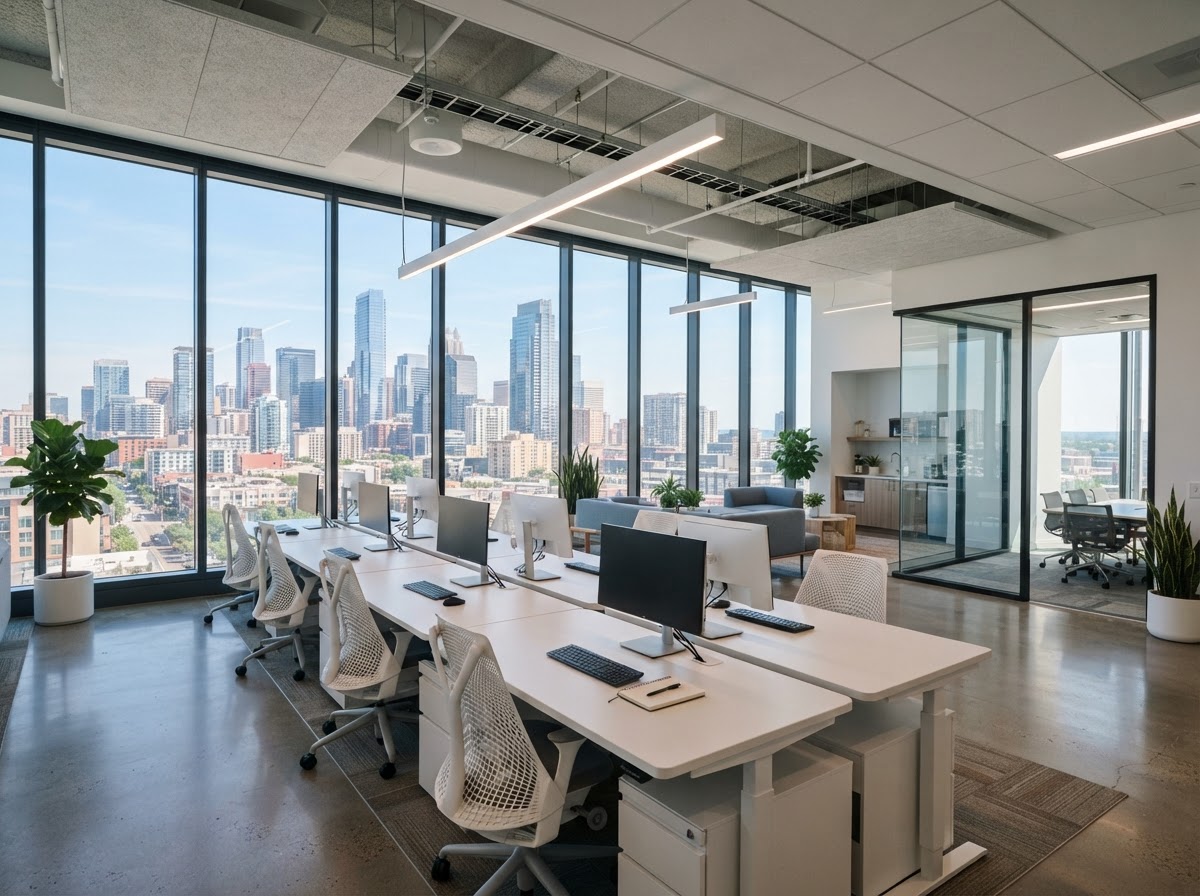 A clean modern open-plan office