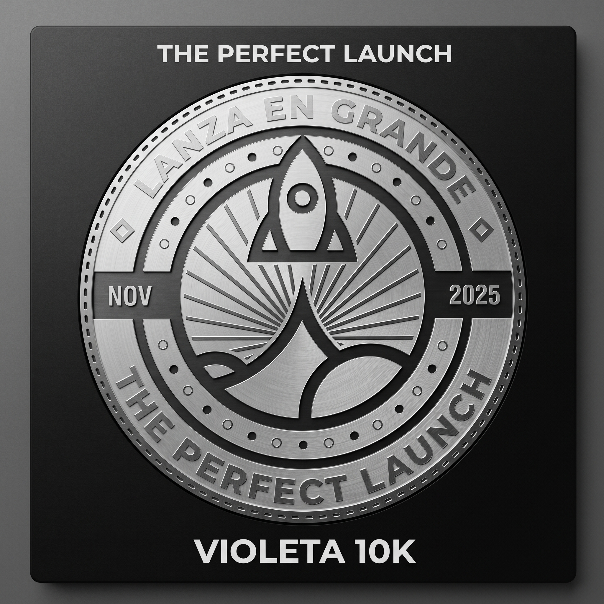 Medalla conmemorativa The Perfect Launch - Lanza en Grande, Violeta 10K, Noviembre 2025