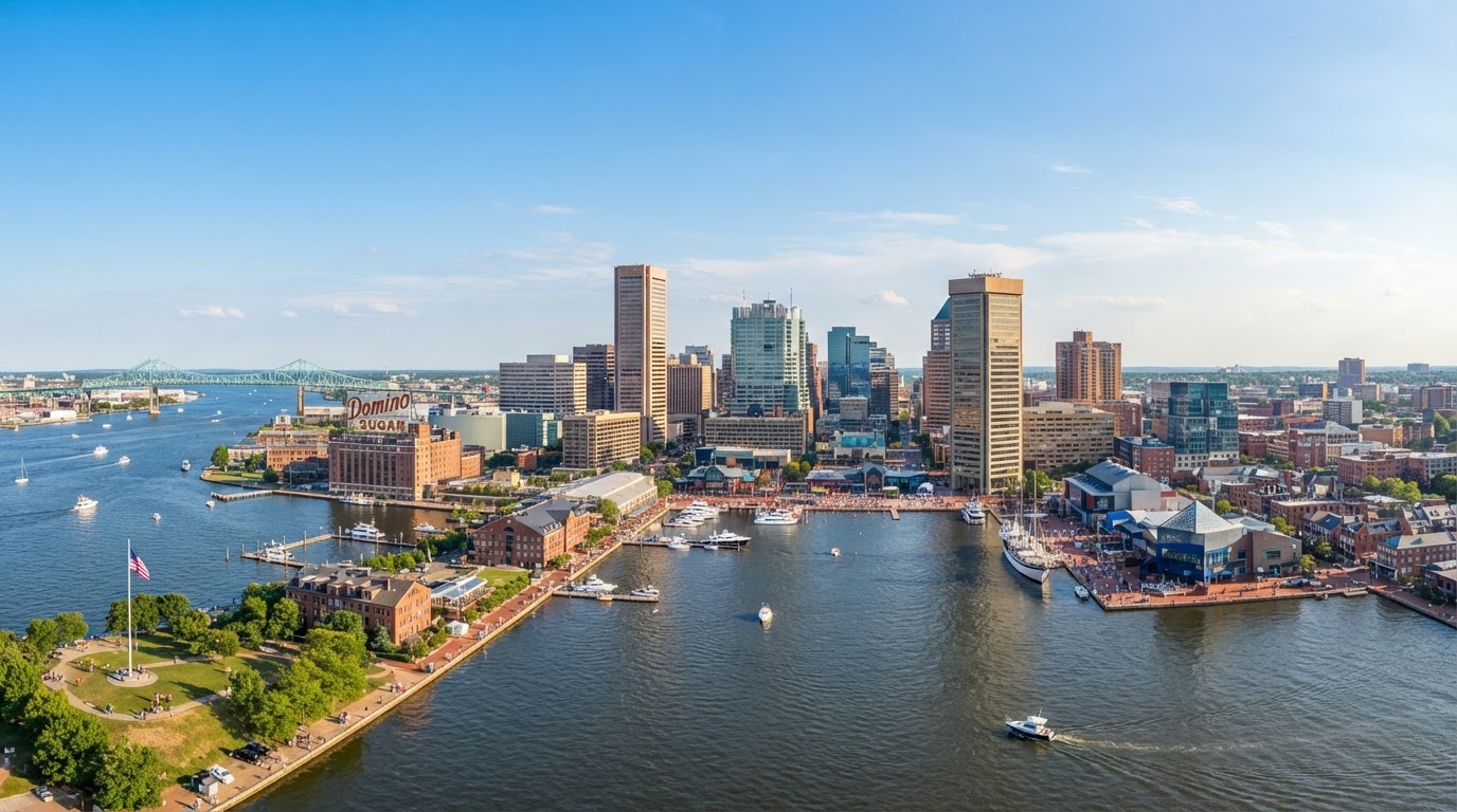 Baltimore, Maryland skyline on a sunny day