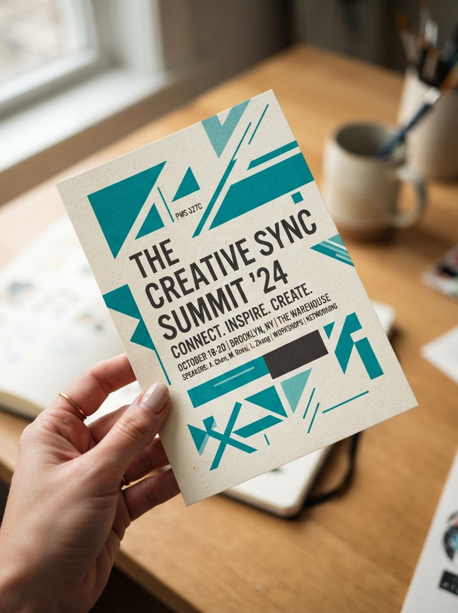 Sample event flyer concept at an angle