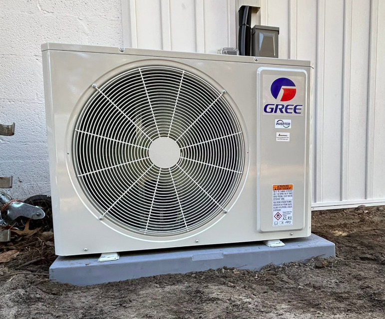 GREE mini-split outdoor condenser installed at a property in Moore County, NC.