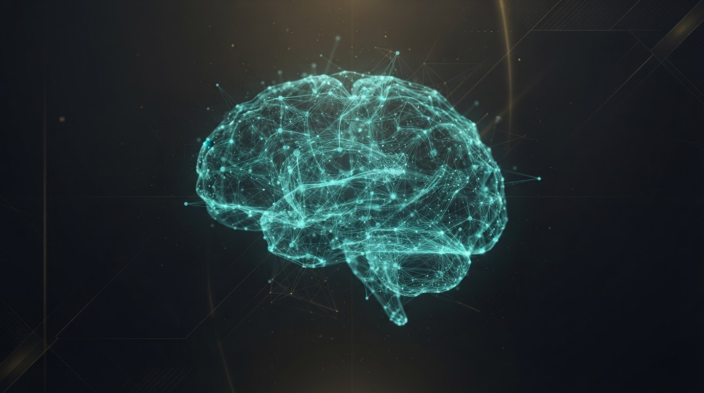 Abstract visual of an AI memory network holding customer context