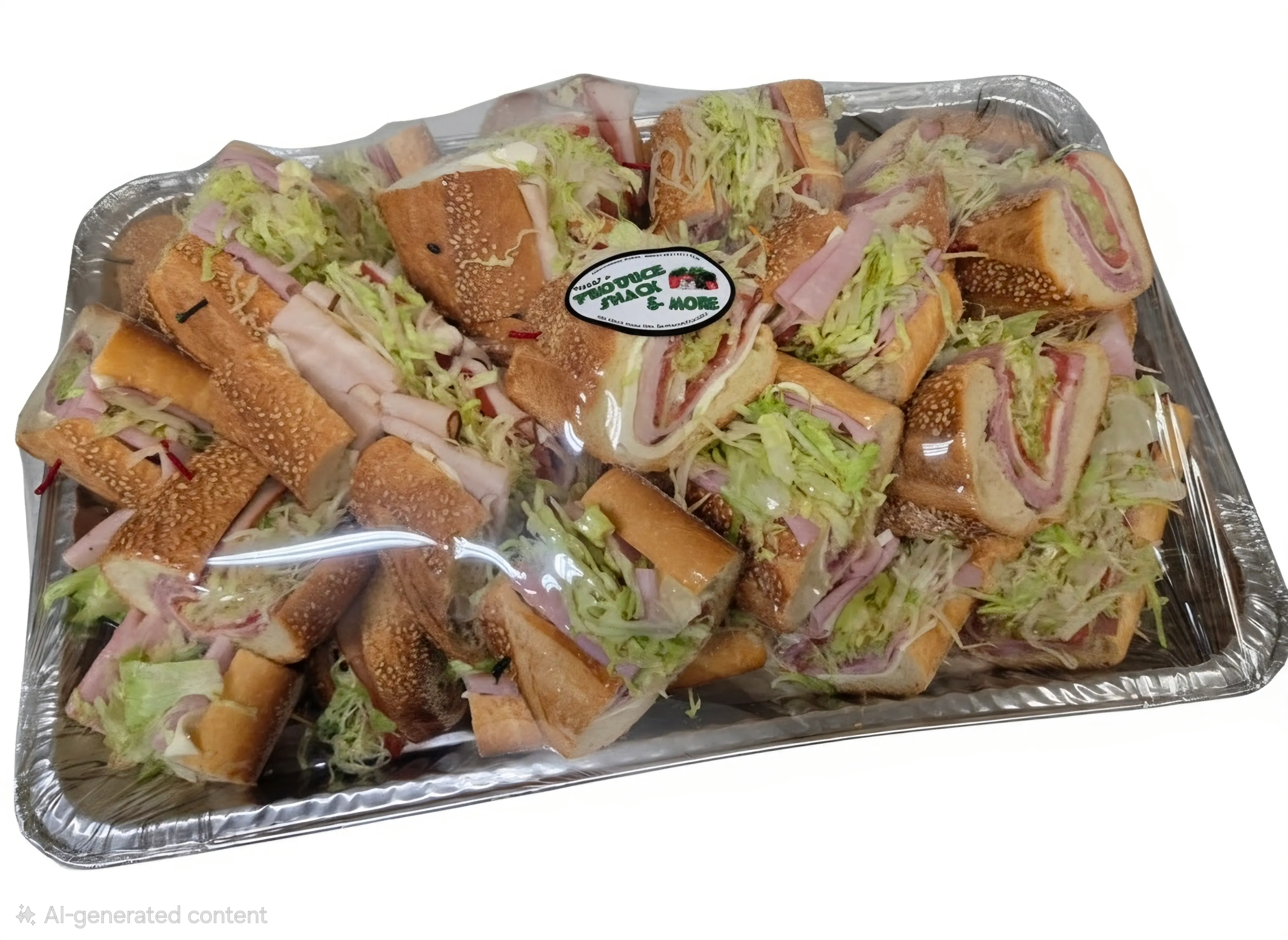 Sap's fresh catered hoagie platter wrapped and labeled with Sap's sticker for pickup