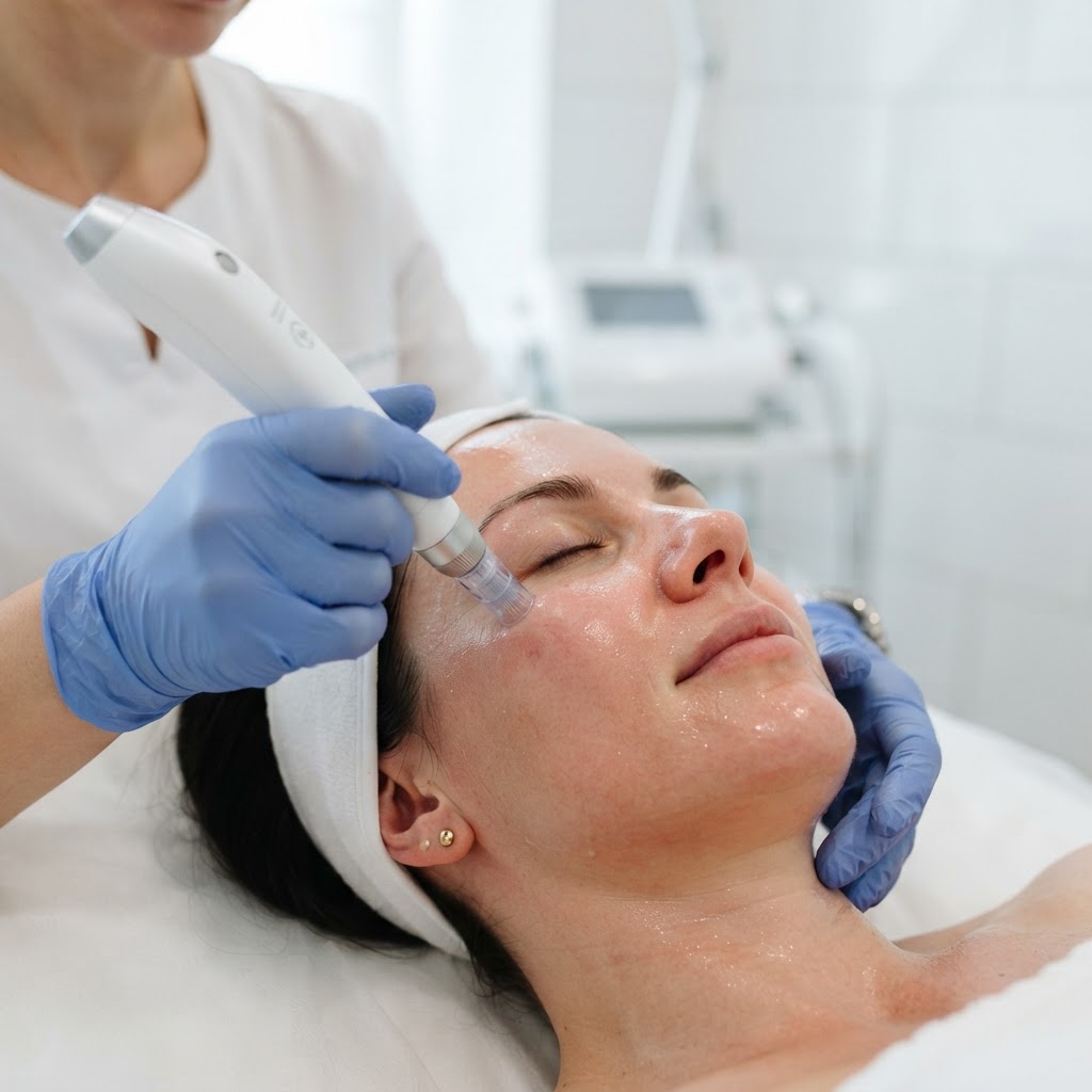 Séance de microneedling en clinique