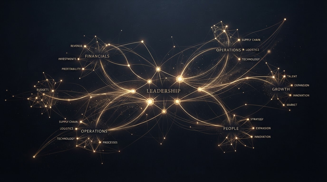 A business visualized as an interconnected system of components being strengthened