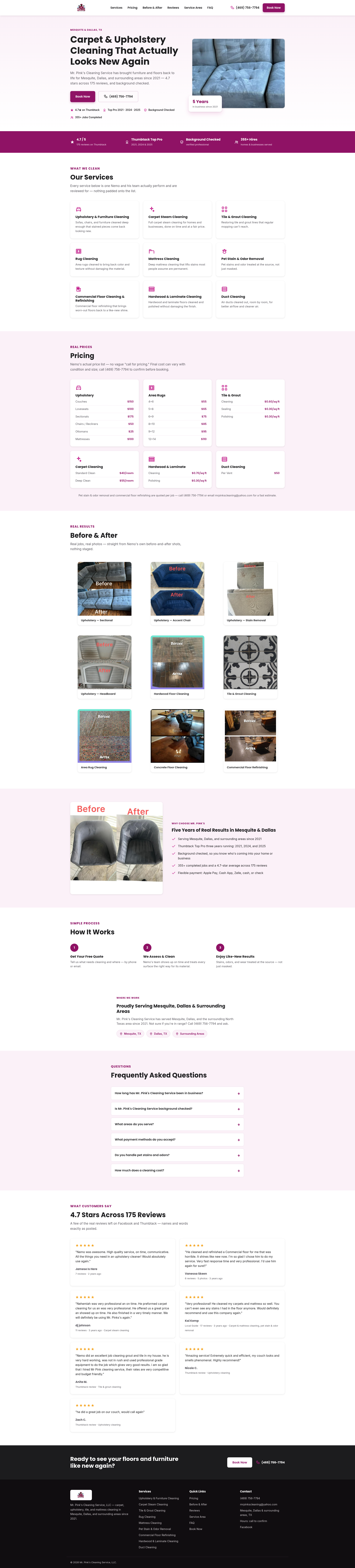 Mr. Pink's Cleaning Service website preview
