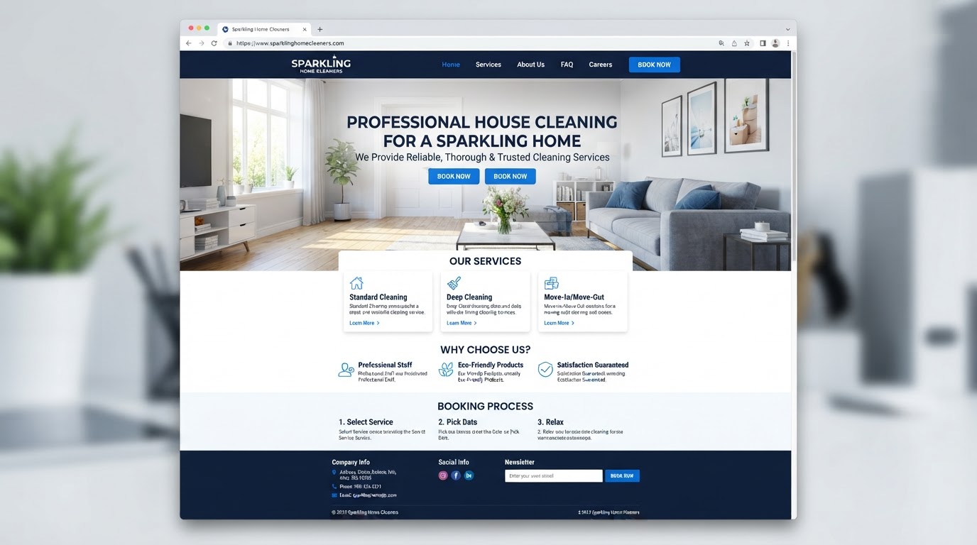 BrightNest Cleaning sample website preview