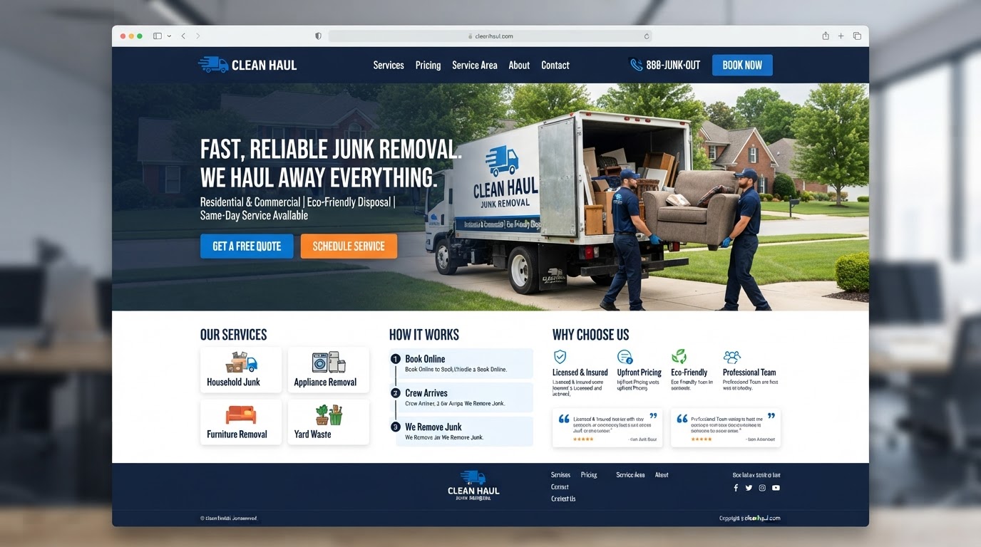 ClearOut Junk Removal sample website preview