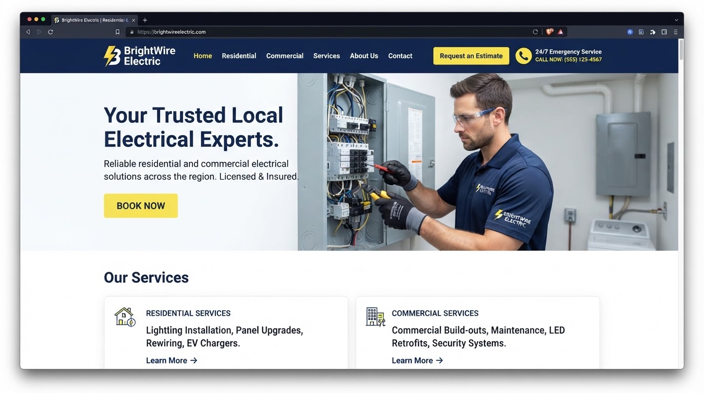 BrightWire Electric sample website preview
