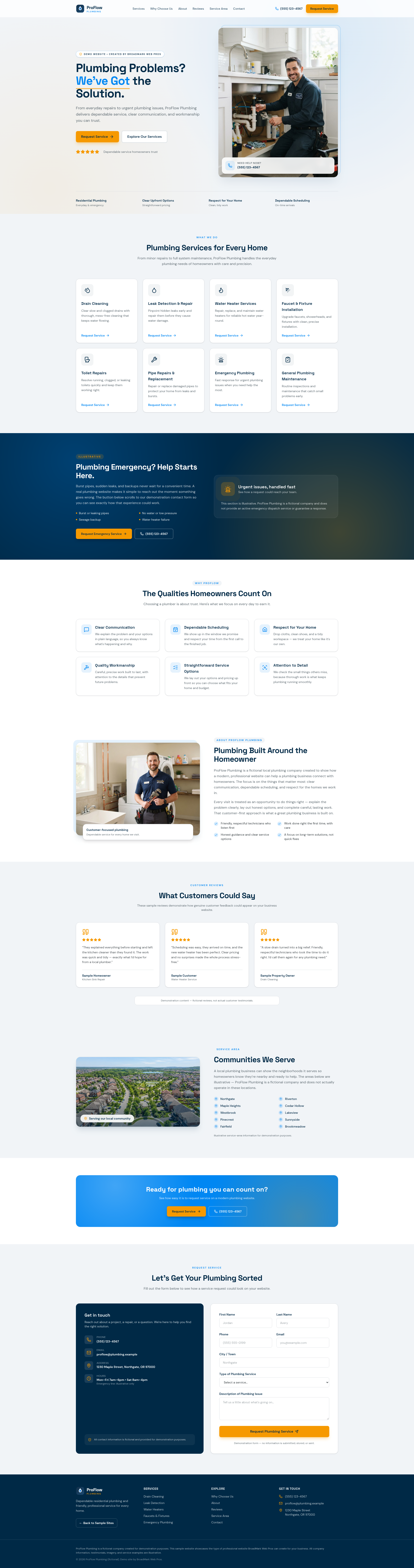 ProFlow Plumbing sample website preview