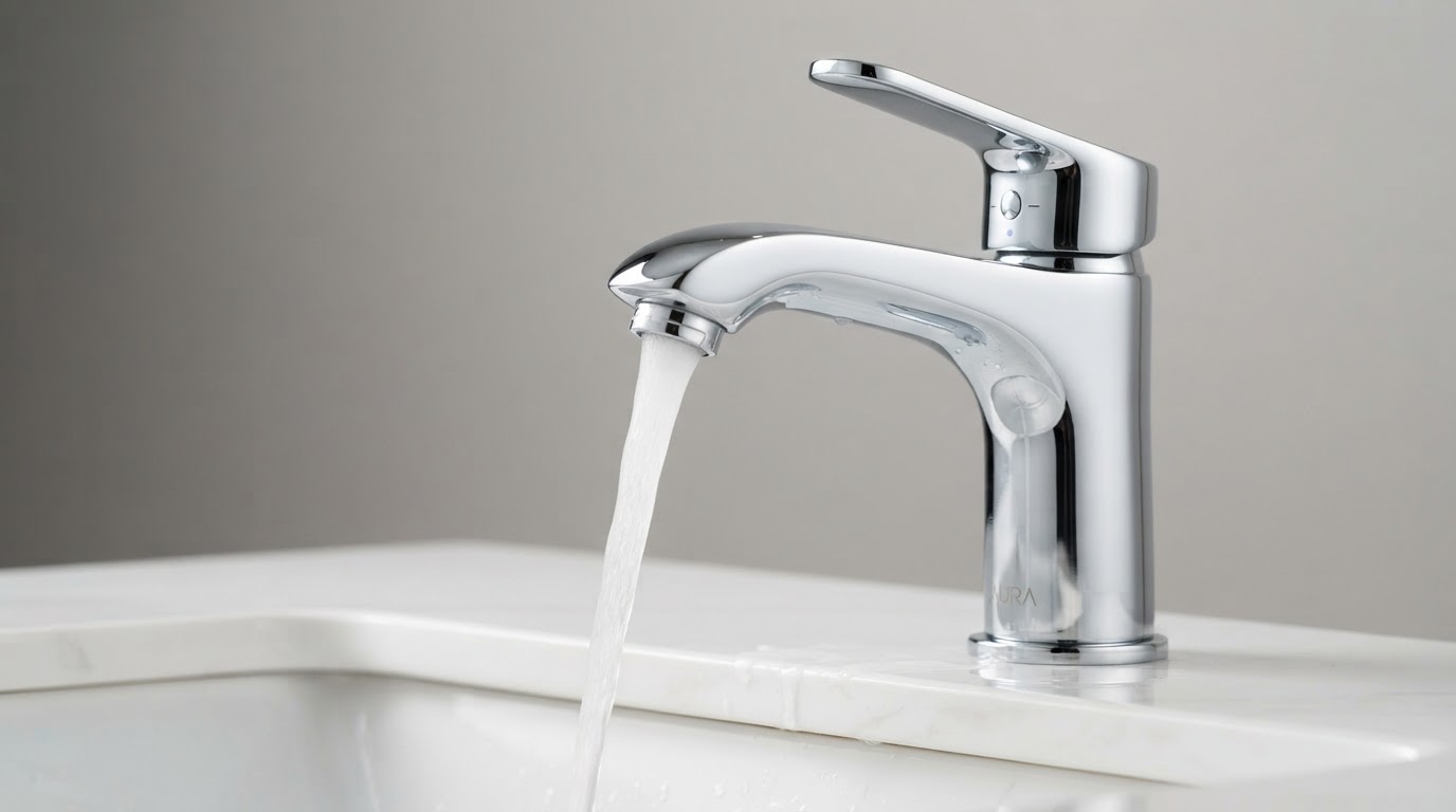 A modern chrome faucet close-up from Southern Flow plumbing
