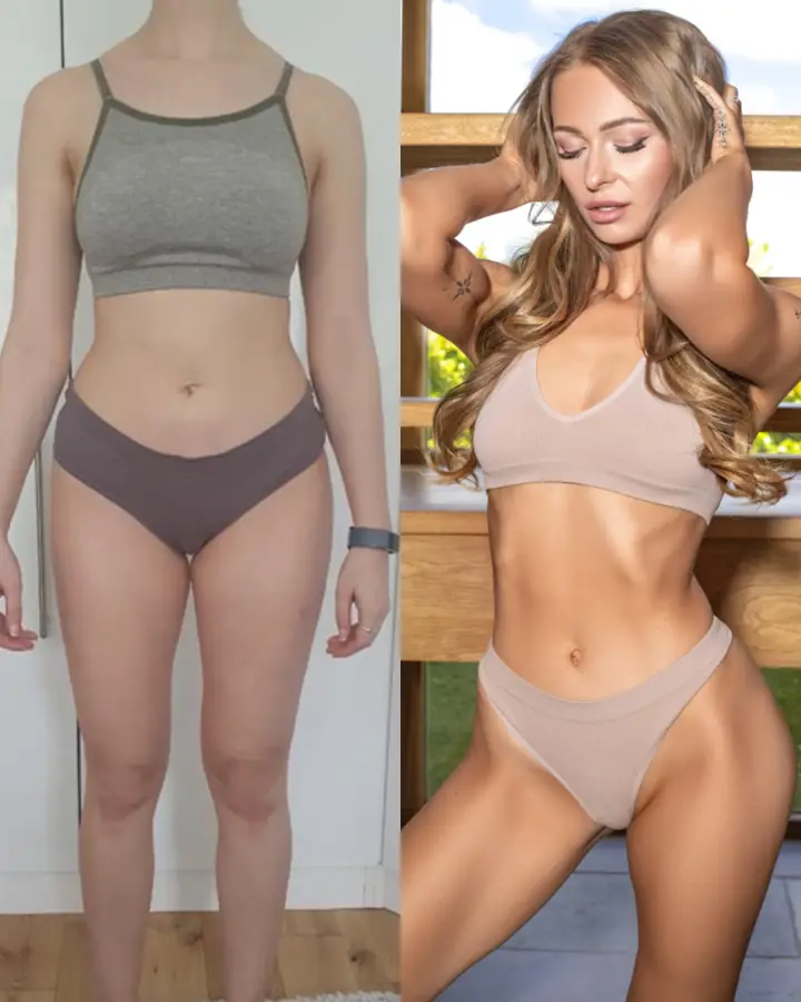 Client before coaching and at her photoshoot