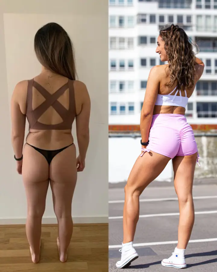 Client back view before coaching and at her photoshoot