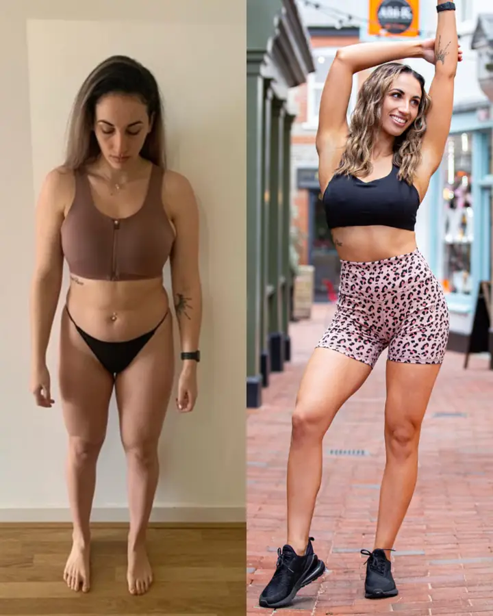 Client before coaching and at her photoshoot