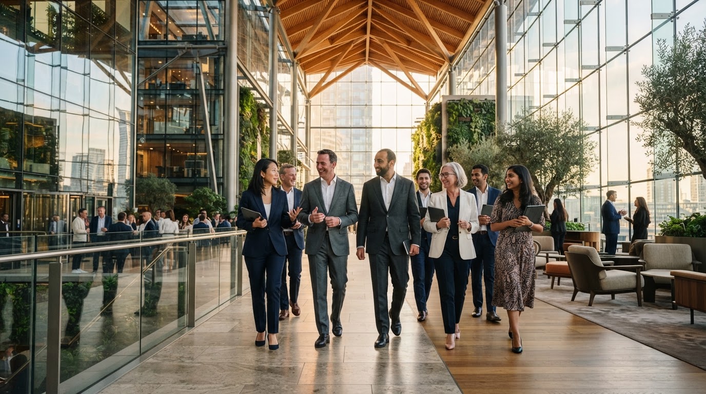 Diverse leaders in architectural environment