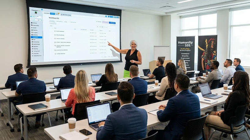 Patti Sampson training real estate professionals on CRM workflows and automation