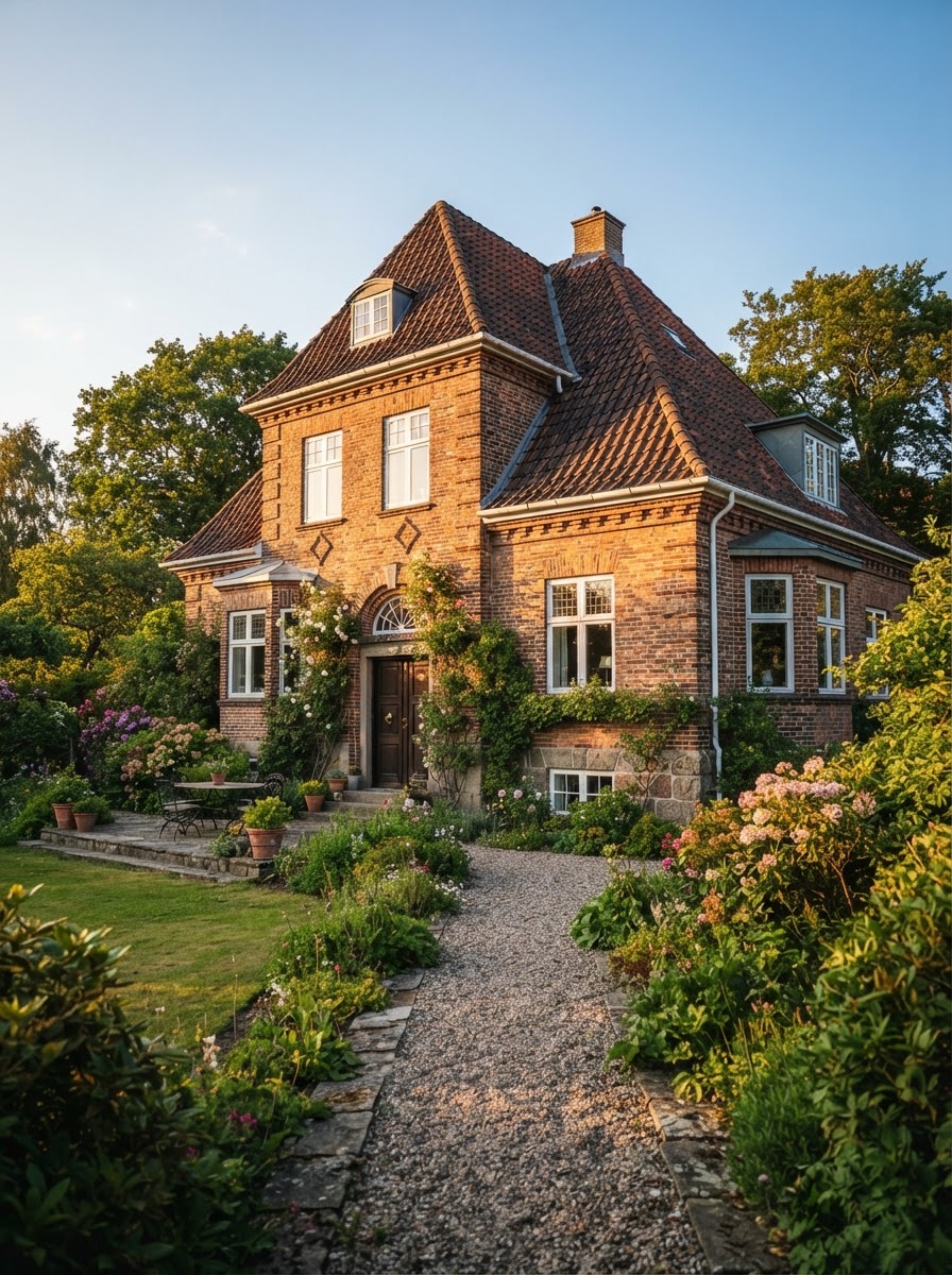 Ældre dansk villa, hvis murværk stadig står smukt mange år efter opførelsen