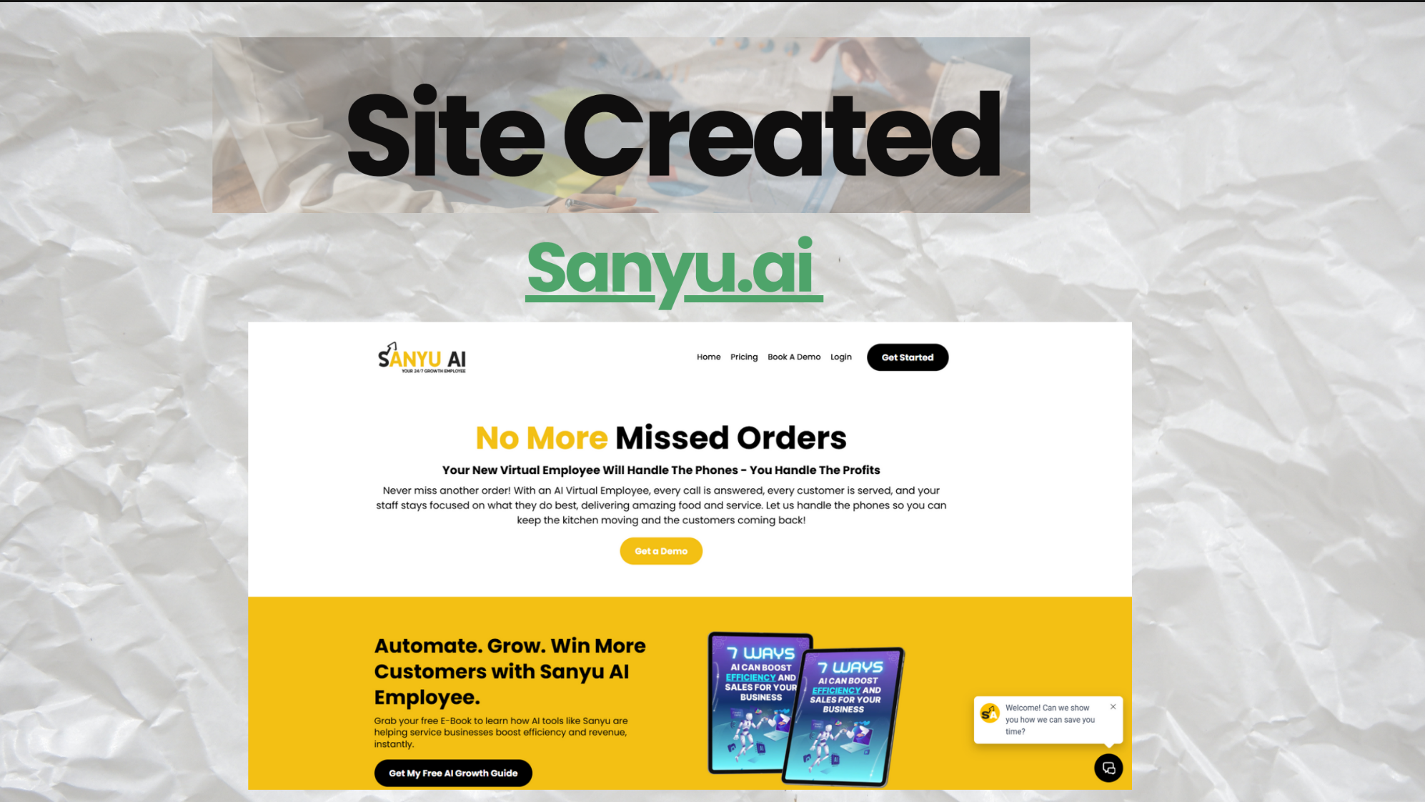 Sanyu.ai website landing page created by Giuseppe Autentico