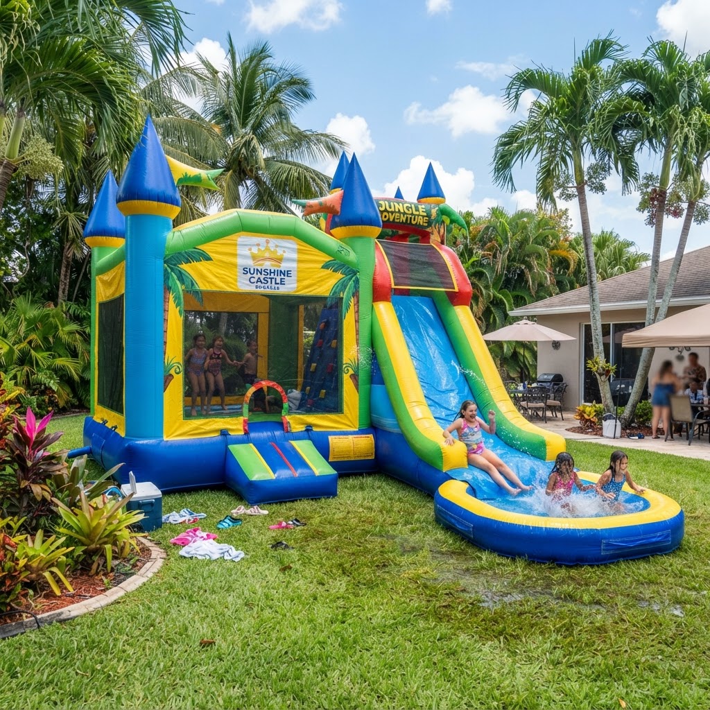 Tropical Splash Castle & Dual Water Slide