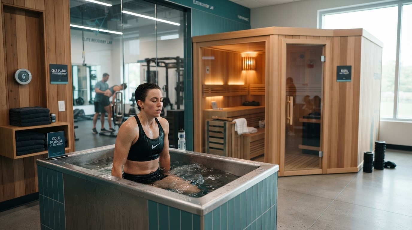 Espace récupération avec bain froid et sauna pour sportifs