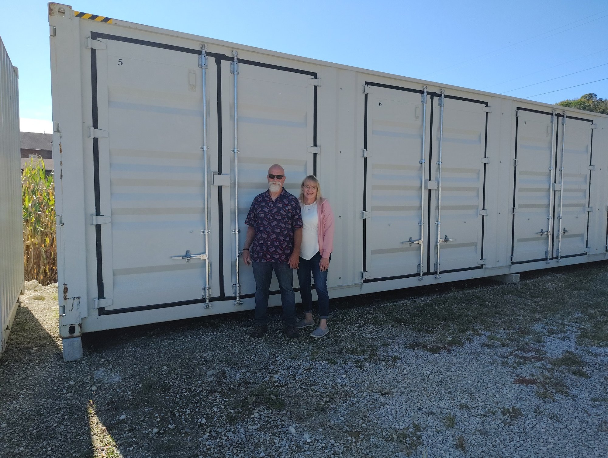 Joe and Diana Yoakam, owners of Ragersville Storage LLC, standing in front of the storage units in Sugarcreek, Ohio