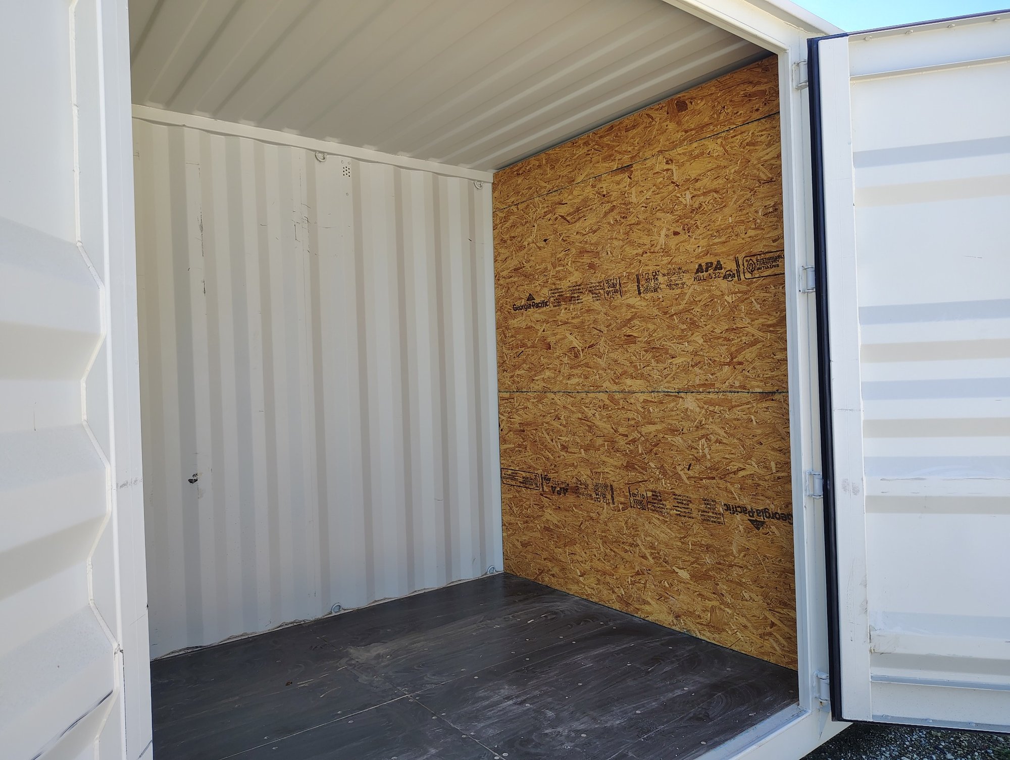 Interior view of storage unit from opposite angle showing clean construction