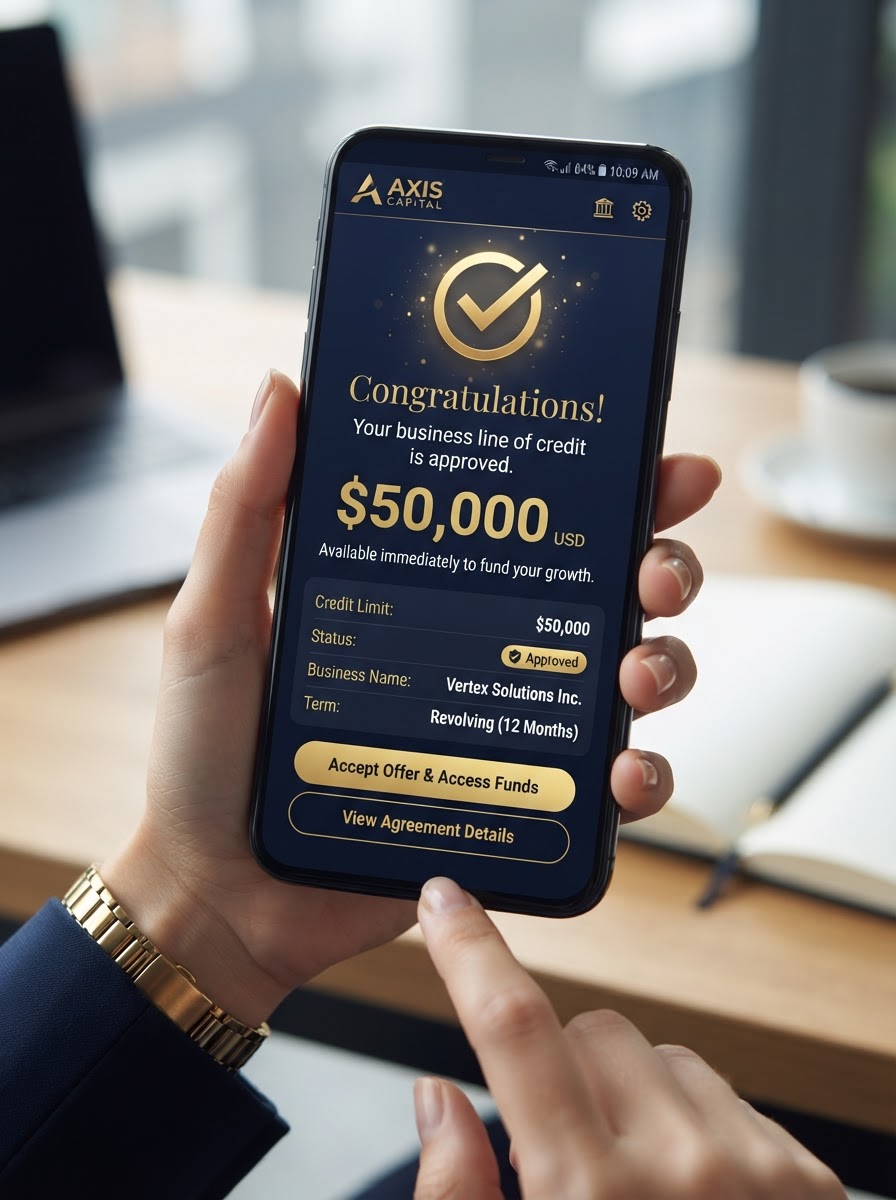 Business line of credit approved for $50,000