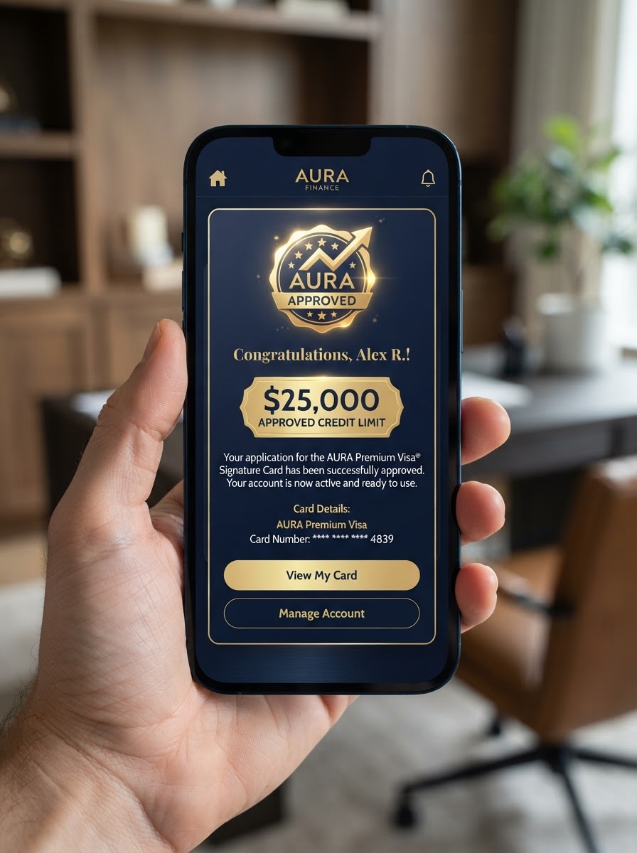 Business credit card approval with a $25,000 limit