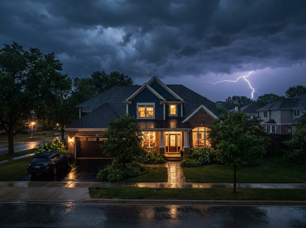 Thunderstorm over a home in Michiana