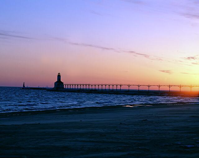 Michigan City East Pierhead Lighthouse on Lake Michigan, Indiana