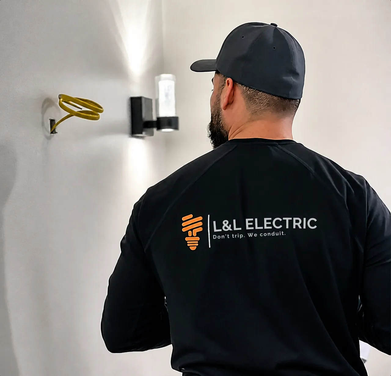 Marvin of L&L Electric on a lighting installation