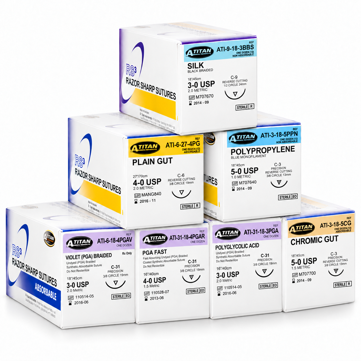 A.Titan RS3 Razor Sharp Sutures packaging stack