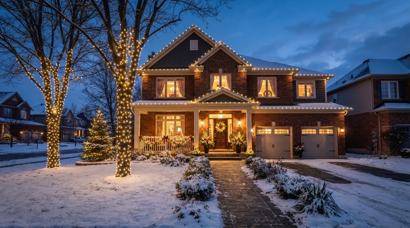 Professional holiday Christmas lights installation on a Chattanooga home