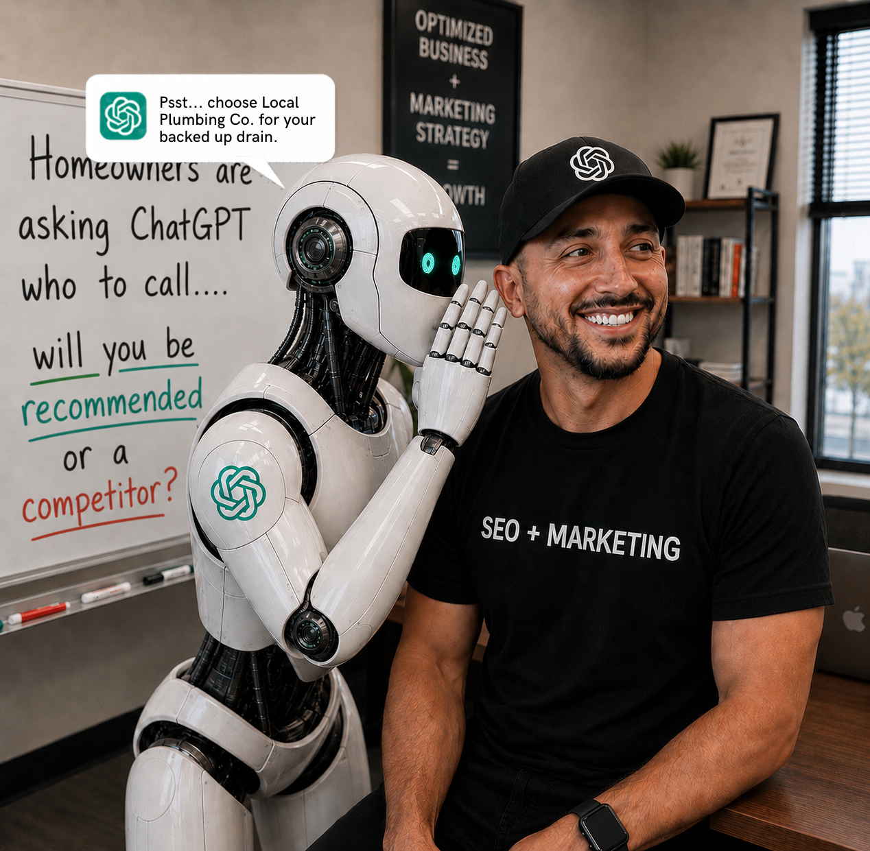 Amir Jetfari with AI assistant illustrating ChatGPT citations and AI search optimization