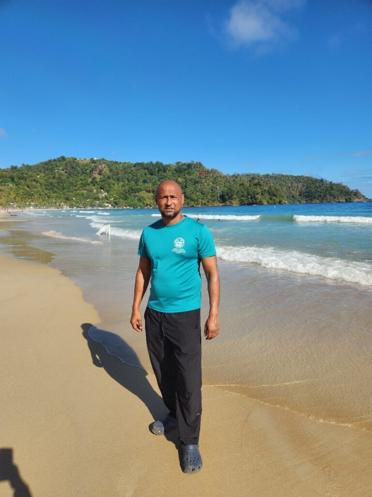 Timotheus 'Timmy' Latchmansingh on the beach in Trinidad
