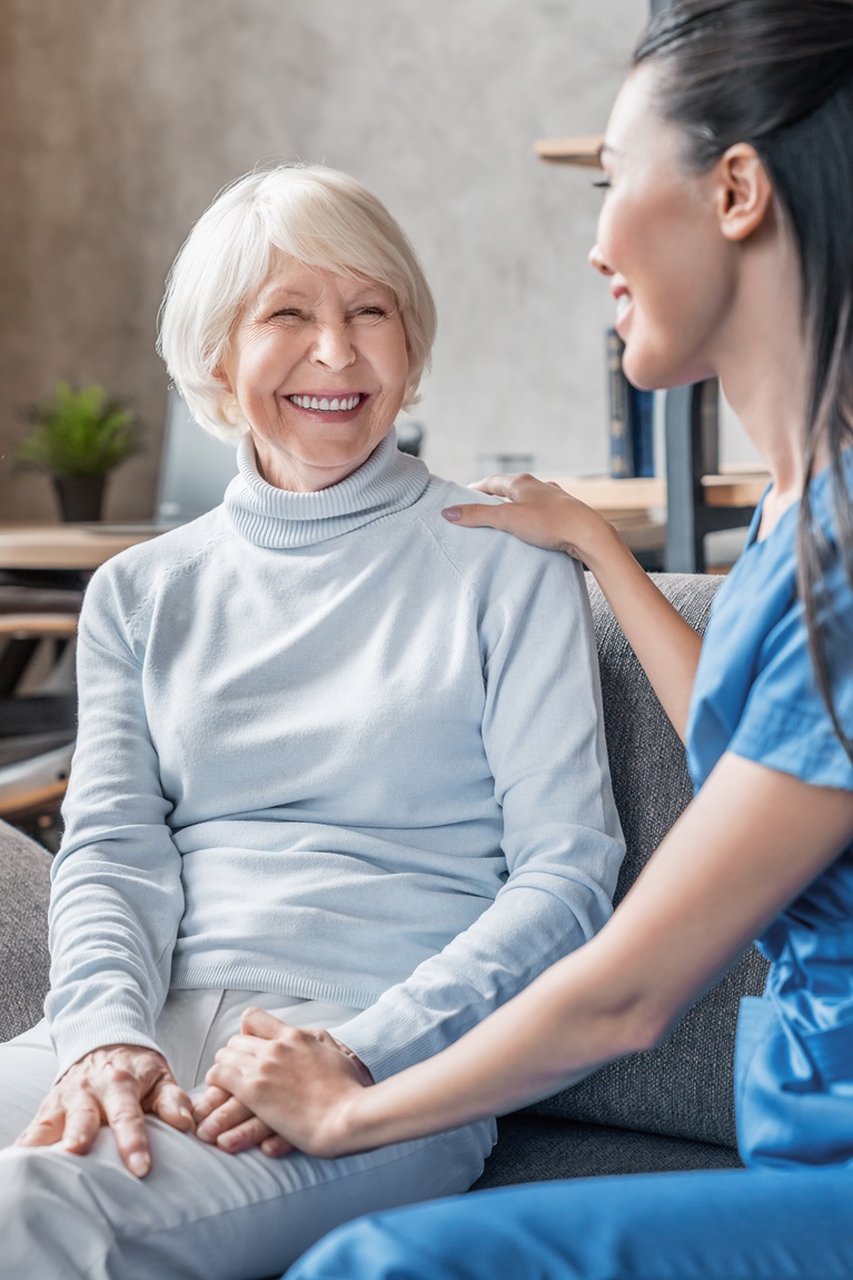 Client receiving attentive in-home support