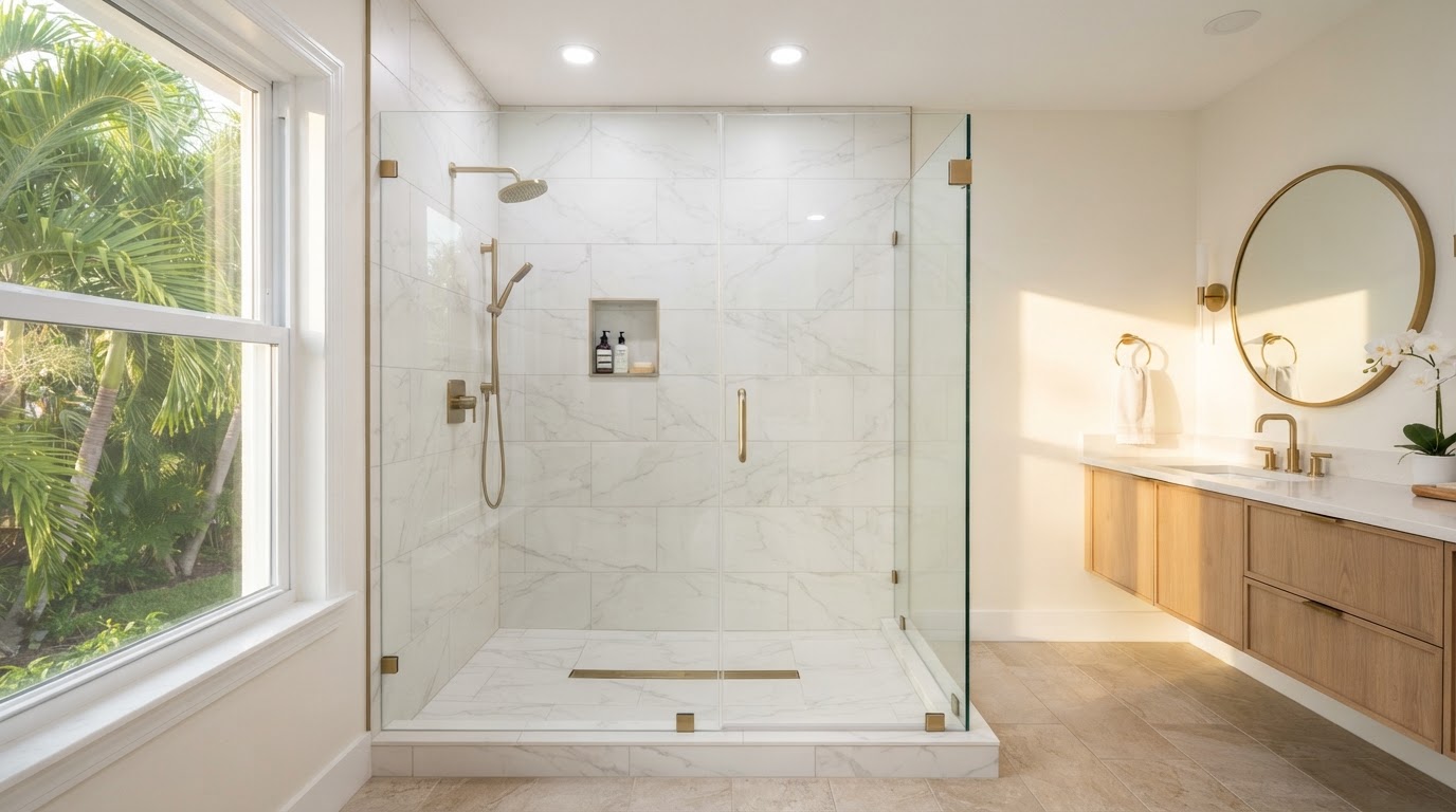 Flawless walk-in shower tile installation in Tampa Bay by Pro Handyman Solutions