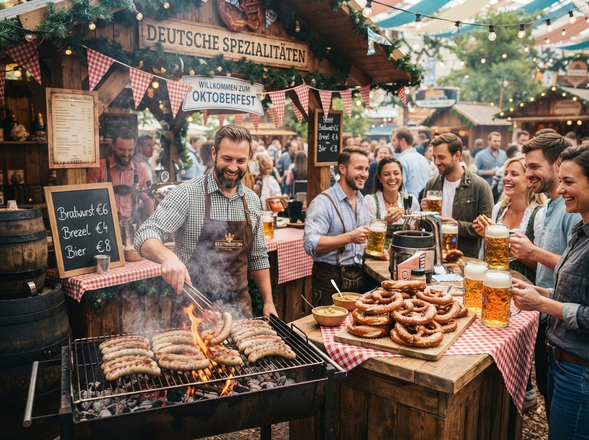 German cuisine — Bratwurst & Pretzels at Delish Expo