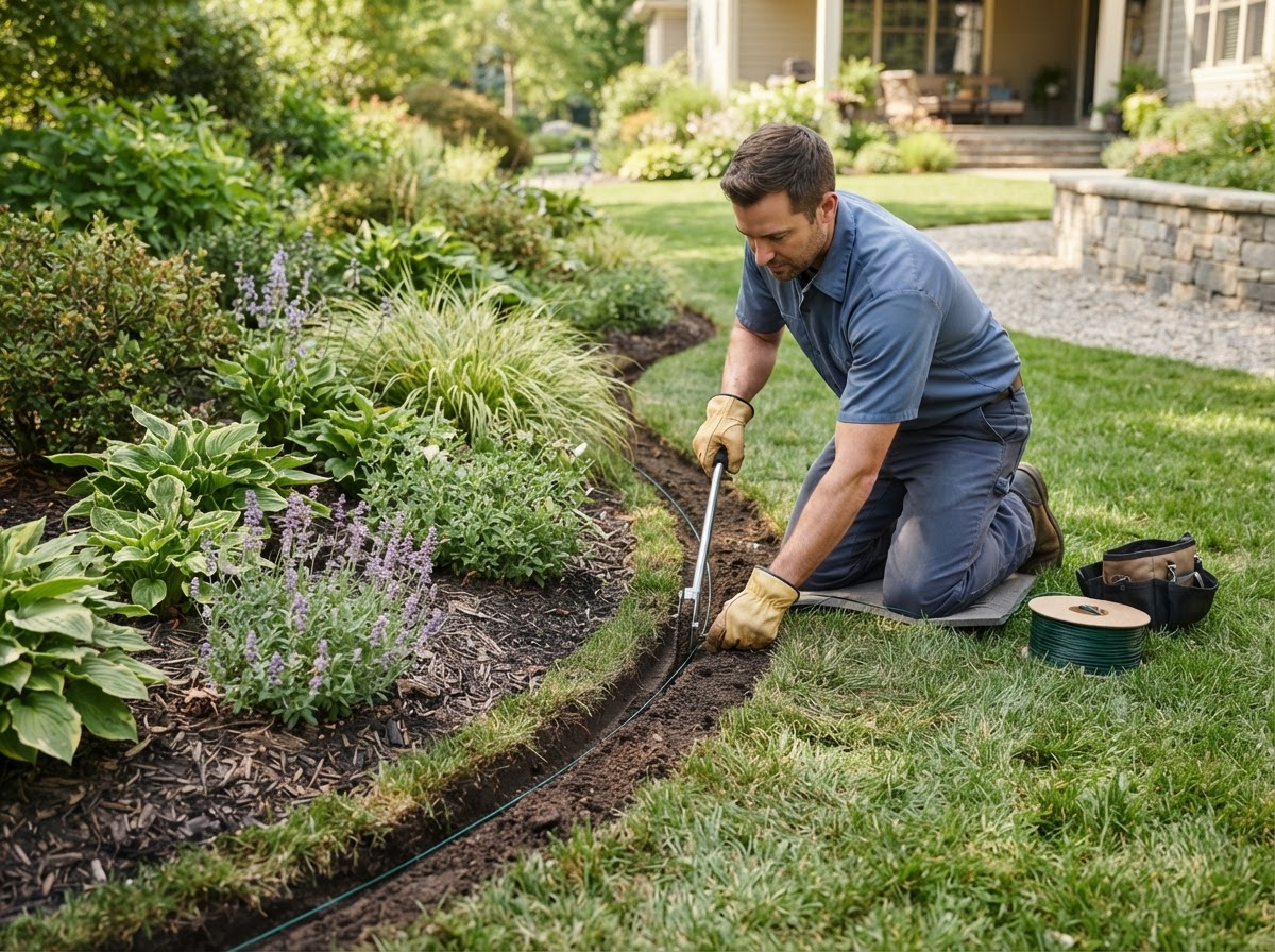 Outdoor Pet Fencing - Garden-edge trenching