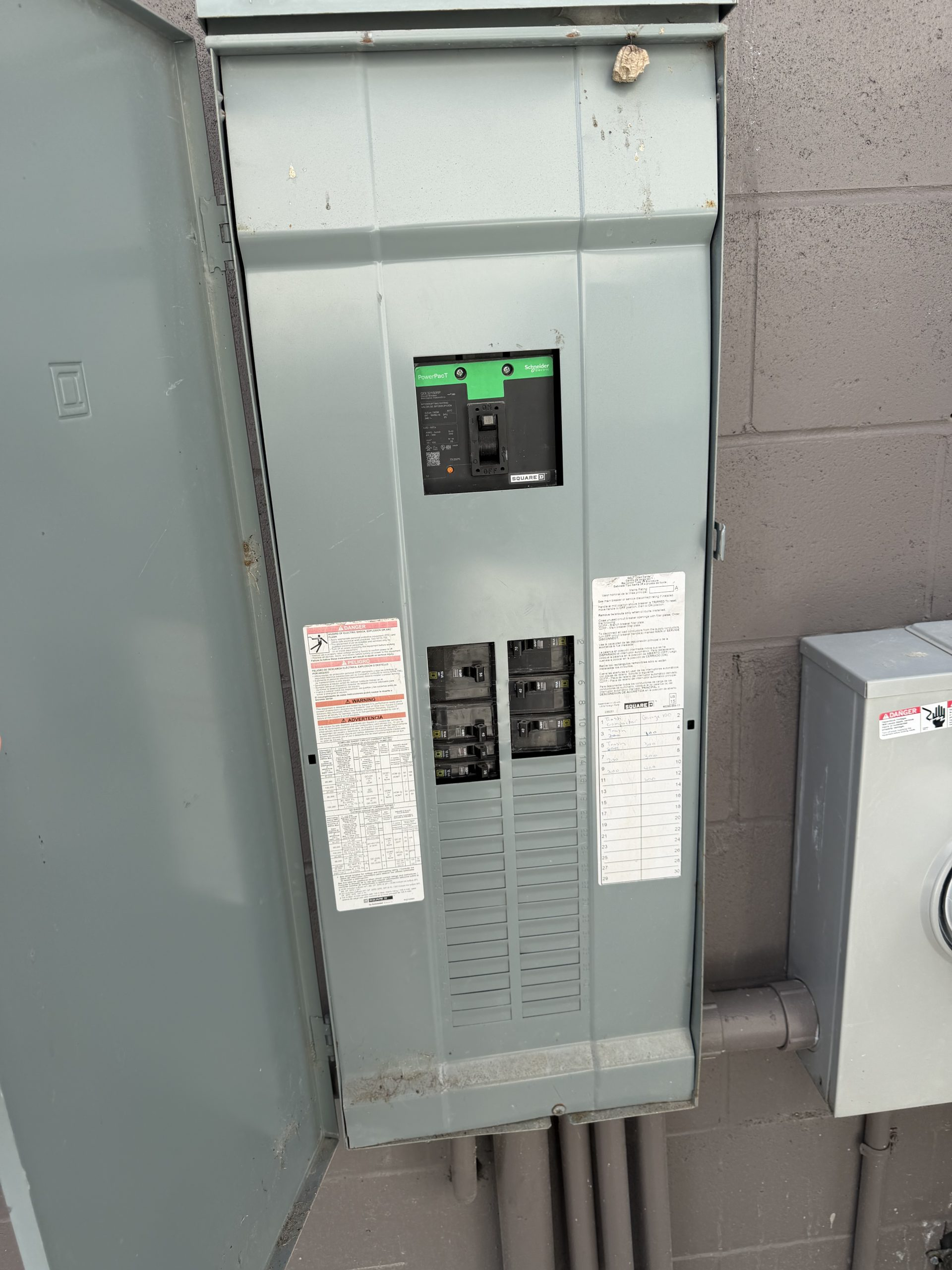Commercial Square D PowerPact high-capacity breaker panel installation and service by Wavecrest Electric