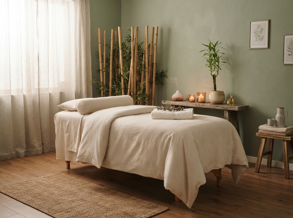 A peaceful massage therapy room
