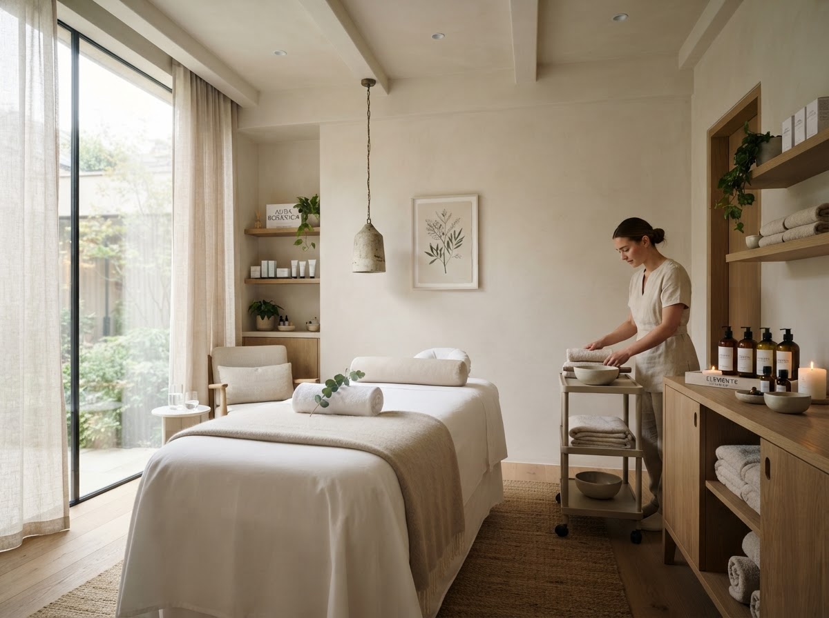 Modern beauty and wellness salon treatment room