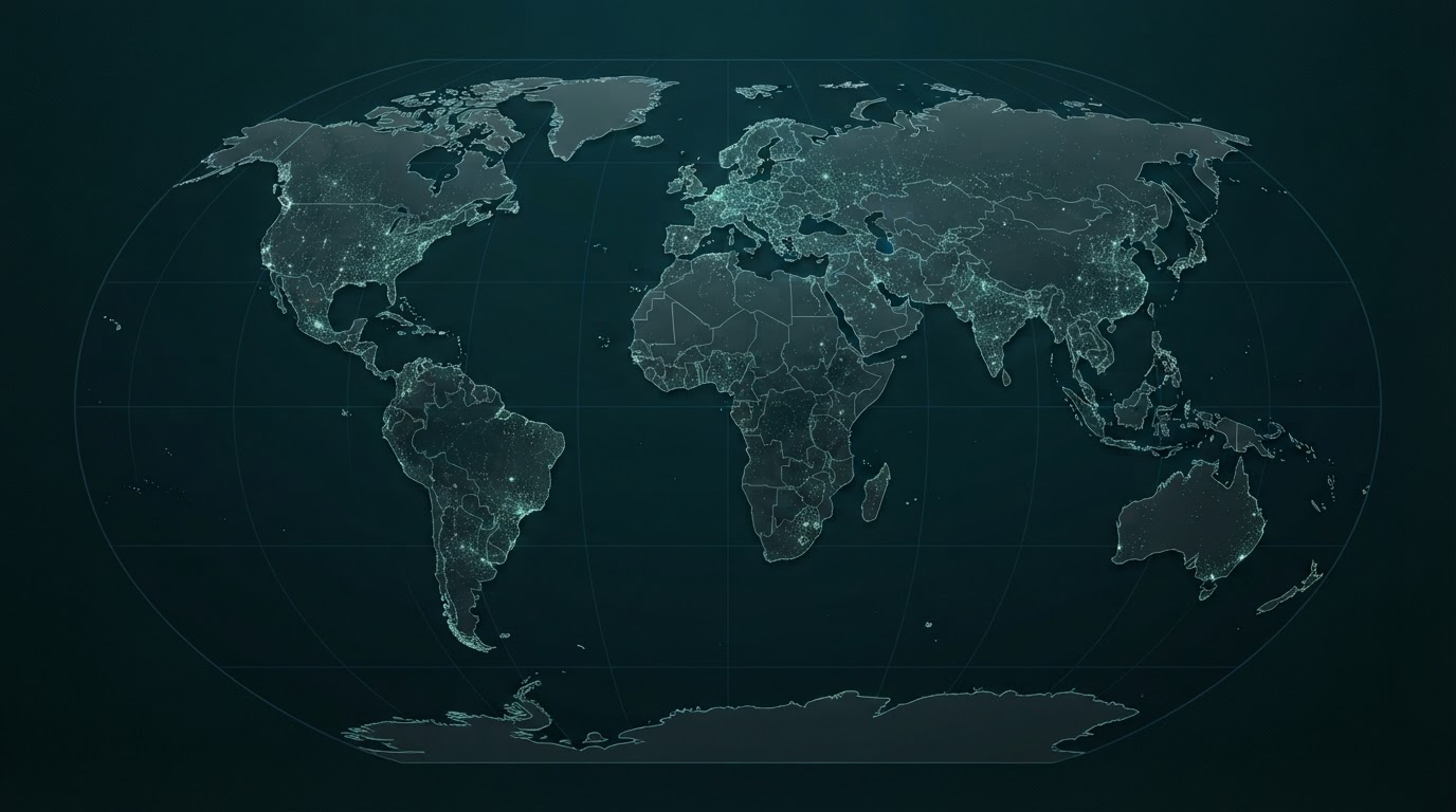 Digital World Map showing International Practice