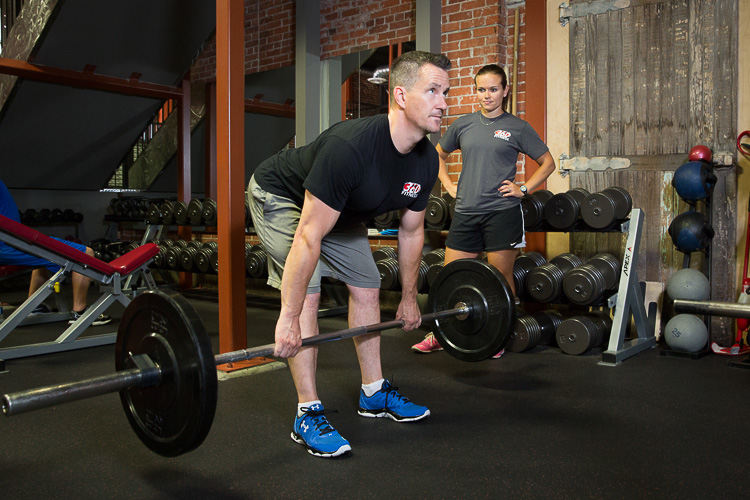 Man 50+ training with coach at 360 Fitness Sherwood Park