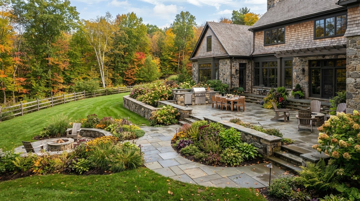 Integrated landscape and hardscape design for a property in Scranton, PA