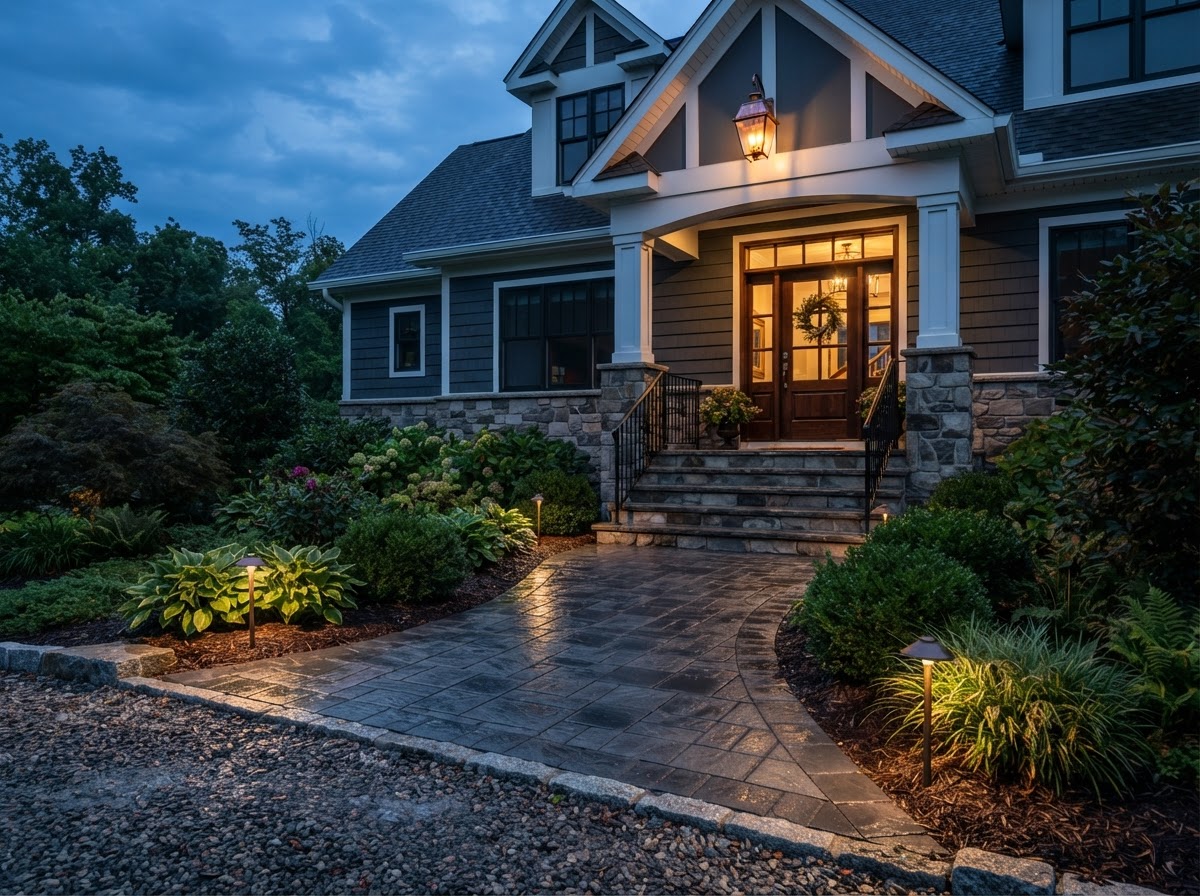 Paver edge detail and walkway transition near Scranton, PA