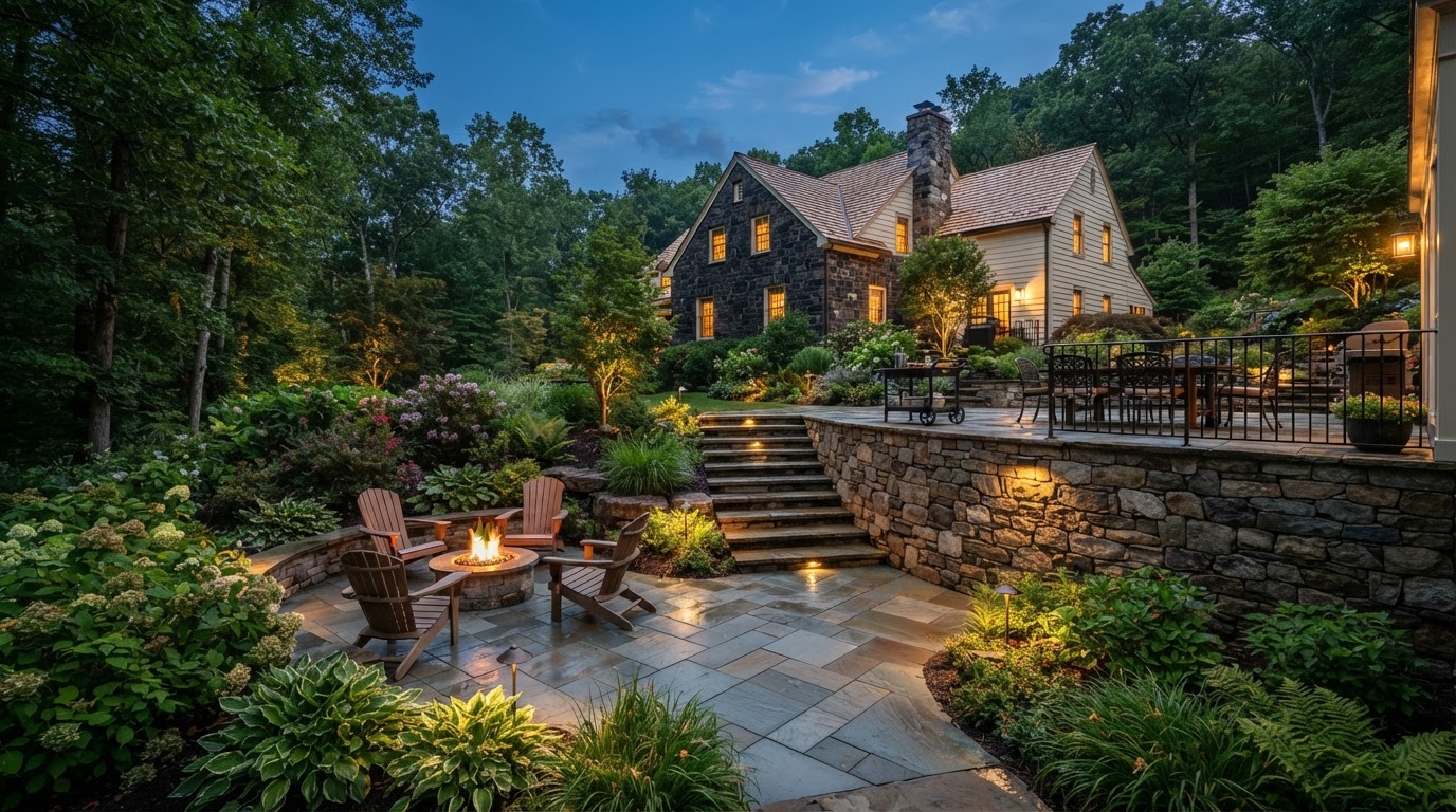 Integrated patio and landscape design for a Dalton, PA property